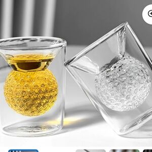 Sports Collection Double Walled Golf Ball Shot Glasses - Set Of 4